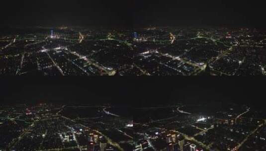浙江省诸暨市城区夜景航拍高清在线视频素材下载