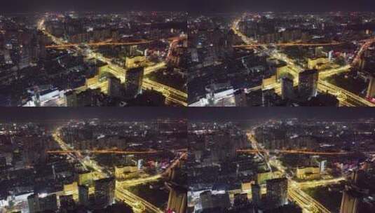 城市立交桥航拍夜景高清在线视频素材下载