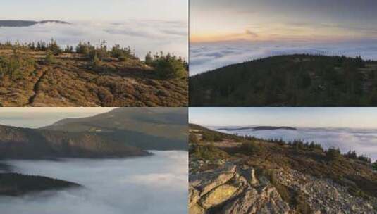 夏季山顶浓雾云海翻滚云卷云涌高清在线视频素材下载