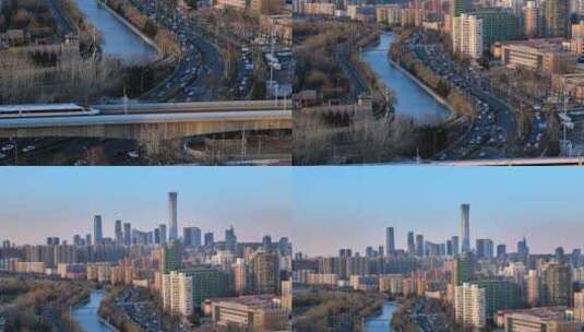 北京城市摇镜头从高铁到国贸CBD中国尊高清在线视频素材下载