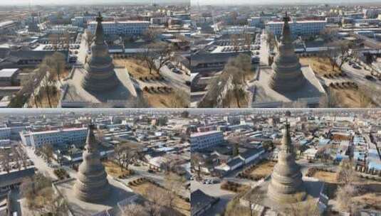 4K航拍山西省忻州市阿育王塔高清在线视频素材下载