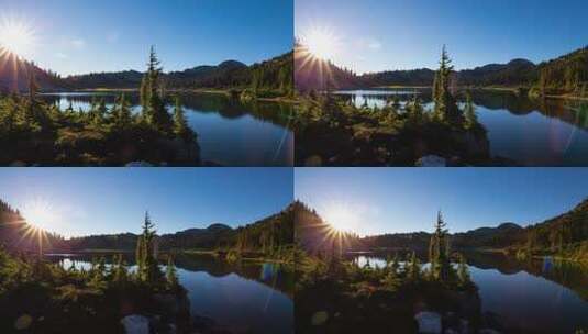 延时摄像湖边的美景高清在线视频素材下载
