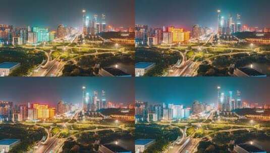 中国广西南宁城市夜景延时风光高清在线视频素材下载