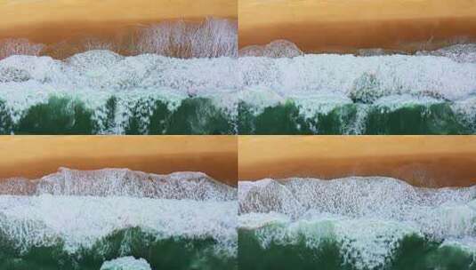 航拍海浪拍打沙滩海滩1高清在线视频素材下载