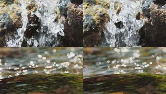 山泉水小溪瀑布慢镜头升格高清在线视频素材下载