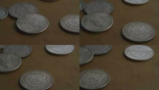 古董硬币的旋转镜头高清在线视频素材下载