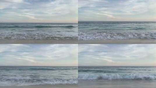 海浪拍打沙滩海岸清澈的海水海天一线高清在线视频素材下载