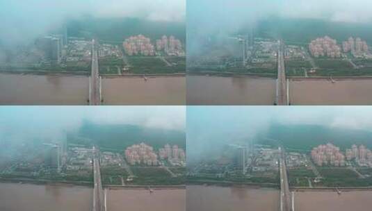 横琴大桥上空的云雾高清在线视频素材下载