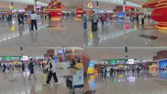 四川成都天府国际机场航站楼的旅客延时高清在线视频素材下载