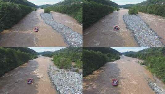 空中跟随漂流船高清在线视频素材下载