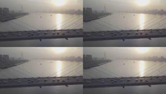 武汉二七长江大桥侧拍航拍高清在线视频素材下载