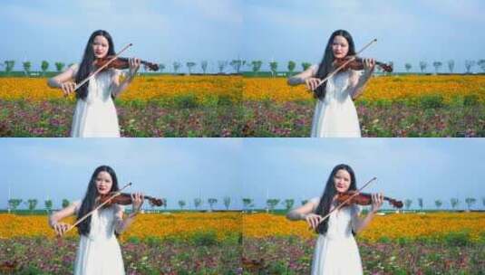 美女拉小提琴 小提琴高清在线视频素材下载