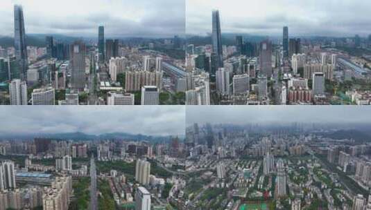 5K航拍雨后深圳高楼林立繁华都市全景合集高清在线视频素材下载