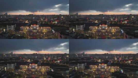 4K哈尔滨火车站闪电雷雨航拍高清在线视频素材下载