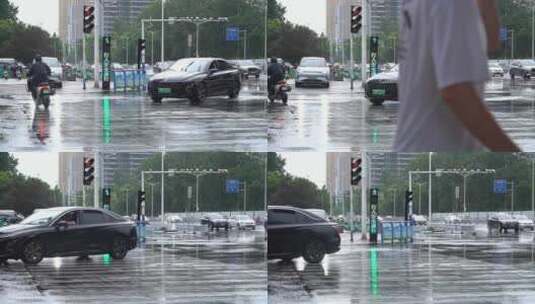 雨天 下雨 城市风光 写意 台风 雨中景色高清在线视频素材下载