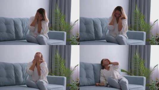 女人患有紧张性头痛高清在线视频素材下载