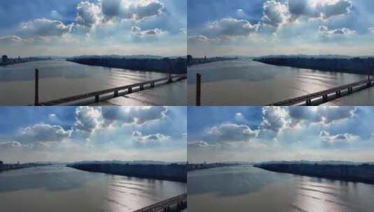 航拍杭州西兴大桥高清在线视频素材下载