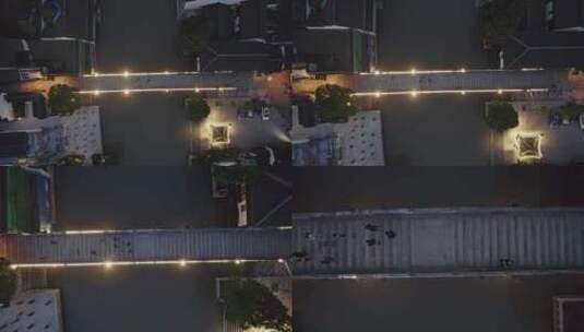 上海松江大仓景区小桥灯光秀高清在线视频素材下载