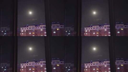 山东省威海市高新青年中心公寓窗外月光高清在线视频素材下载