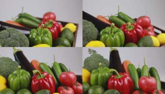 白色背景下的蔬菜特写镜头高清在线视频素材下载
