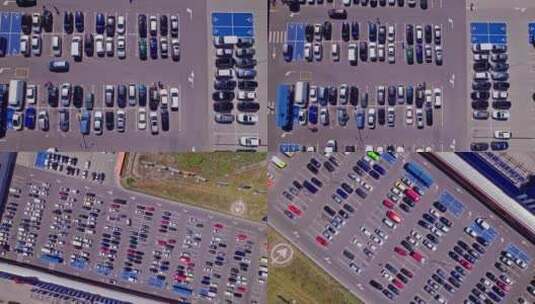 【合集】停满车的繁忙停车场高清在线视频素材下载