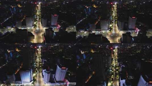 云南昆明城市交通夜景灯光航拍高清在线视频素材下载