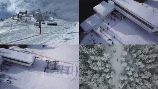 【合集】滑雪旅行索道森林升降机滑雪者高清在线视频素材下载