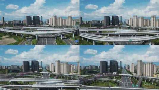 航拍赣州新世纪立交桥赣州赣南高架路高清在线视频素材下载