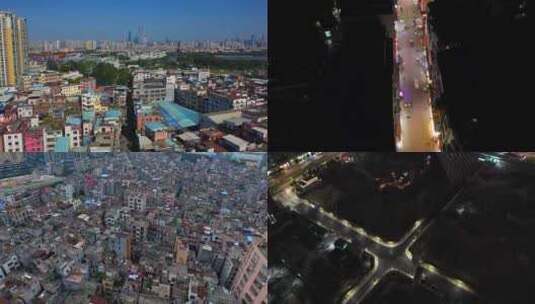 广州城中村景色航拍4K高清在线视频素材下载
