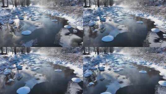 阿尔山不冻河 哈拉哈河高清在线视频素材下载