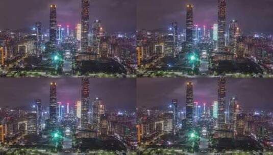 广州_广州CBD建筑群_航拍夜景高清在线视频素材下载