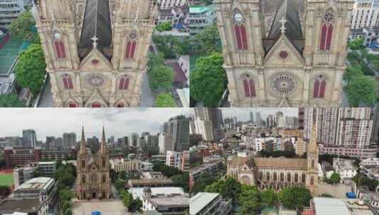 广州圣心大教堂天主教哥特式石室圣心大教堂高清在线视频素材下载