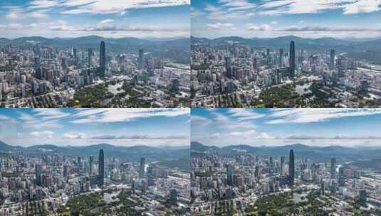 4K深圳城市航拍高楼大厦蓝天白云高清在线视频素材下载