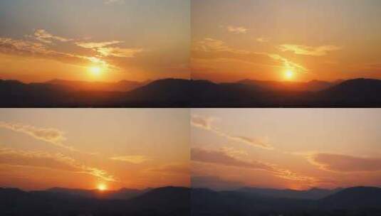 日落群山山顶夕阳晚霞黄昏傍晚天空落日唯美高清在线视频素材下载