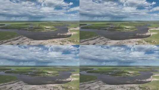 航拍呼伦贝尔草原海拉尔河风光高清在线视频素材下载