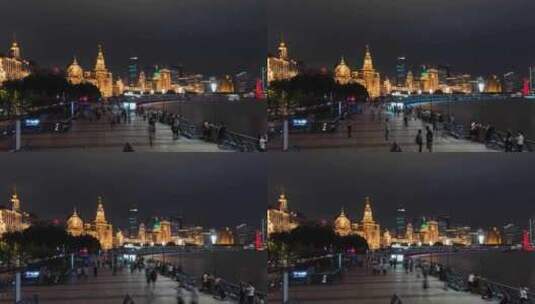 上海_上海外滩夜景_建筑群延时摄影高清在线视频素材下载