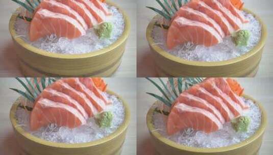 三文鱼 食物 寿司 海鲜 生鱼片高清在线视频素材下载