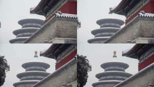 北京下雪中的天坛祈年殿高清在线视频素材下载