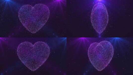 闪亮的3D情人节心：闪闪发光的粒子、光学高清在线视频素材下载