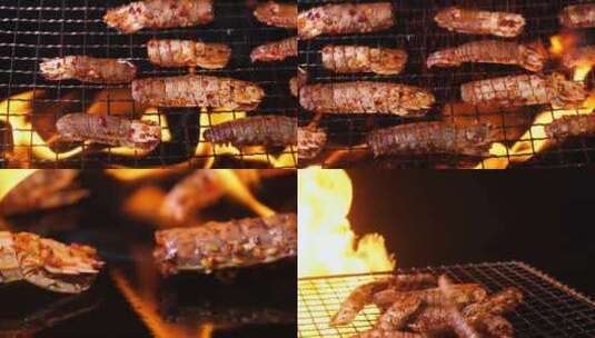 羊肉串 烤羊肉串 羊肉串夜市 美食高清在线视频素材下载