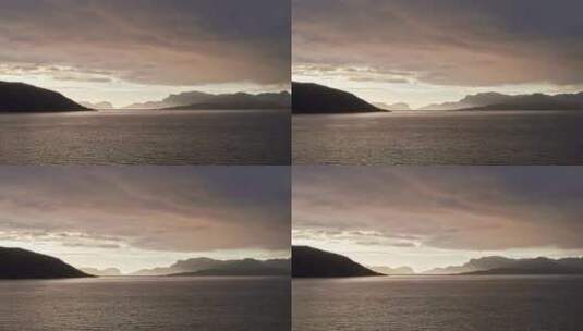 全景航拍，横扫挪威松恩峡湾，走向山上明亮高清在线视频素材下载