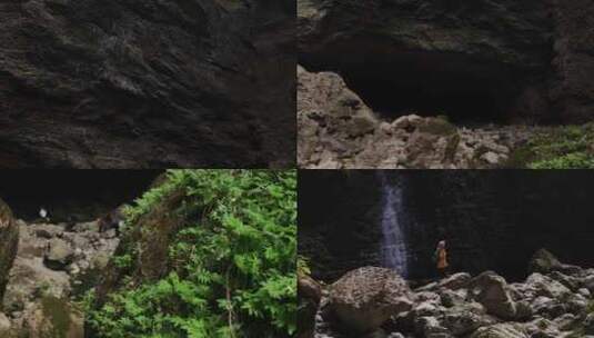 汉中地洞河天坑最美天坑喀斯特地貌户外探险高清在线视频素材下载