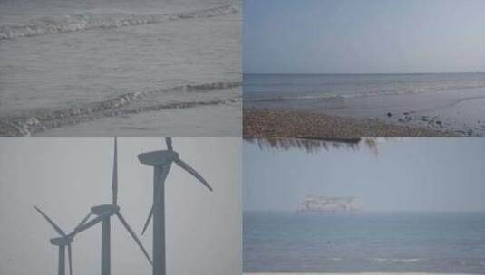 清晨海边地面风车4K空镜高清在线视频素材下载