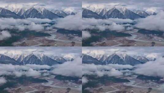 4K航拍西藏波密帕隆藏布江云海3高清在线视频素材下载