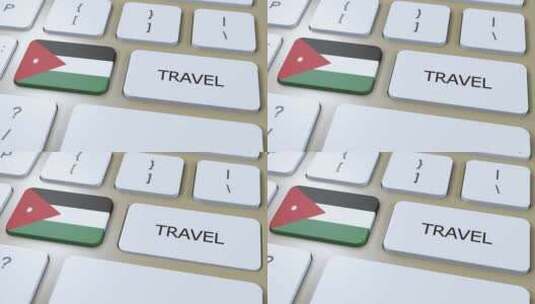 约旦国旗和文字旅行按钮旅行到国家3D动画高清在线视频素材下载