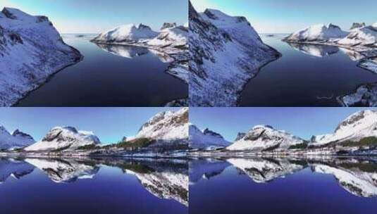 4K航拍北欧挪威塞尼亚岛自然美景高清在线视频素材下载