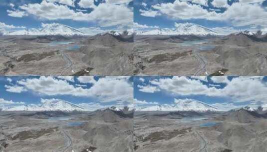 航拍中国新疆阿克陶县慕士塔格峰雪山风光高清在线视频素材下载