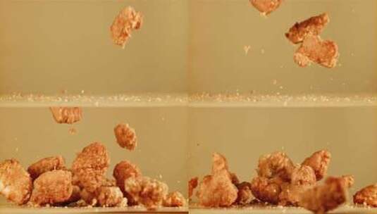 炸鸡块掉落4k升格拍摄高清在线视频素材下载