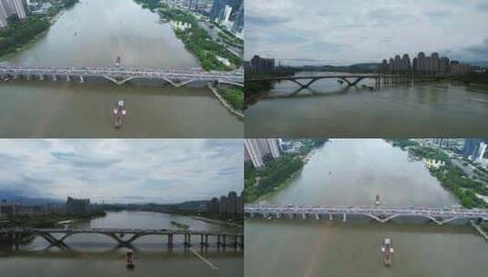 福建福州闽江尤溪大桥交通航拍高清在线视频素材下载