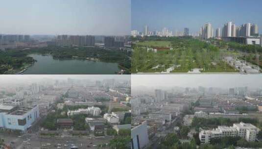 山东济宁城市风光航拍高清在线视频素材下载